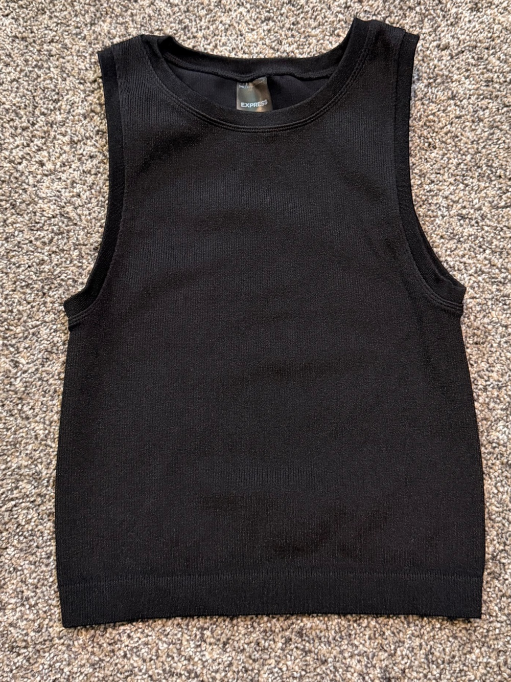 Express Black Ribbed Knit Crop Tank Top